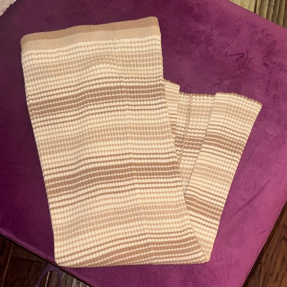 Jessica Simpson Women’s Tan & Cream Striped Long Fitted Maxi Pencil Skirt Small